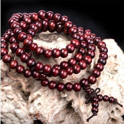 1Pcs Natural Sandalwood Buddhist Buddha Meditation Wood Prayer Bead Mala Bracelet Bangles Women Men Jewelry 108 Beads Bijoux