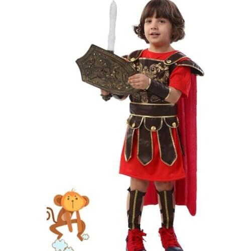 Newest Ancient rome King Prince costumes roman warrior kids roman soldier King boys halloween cosplay clothing Masquerade Dress