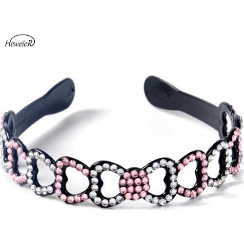 New Fashion Plastic Rhinestones Crystal Headband Hollow Bowknot Hair Band Clip
