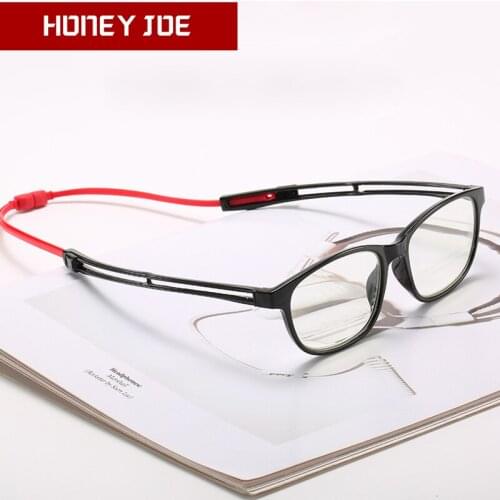 2021 Fashion Neck Hanging Reading Glasses for Women Magnetic Retractable Leg Anti Blue Light Presbyopic Mens Eyeglasses +1.0-4.0