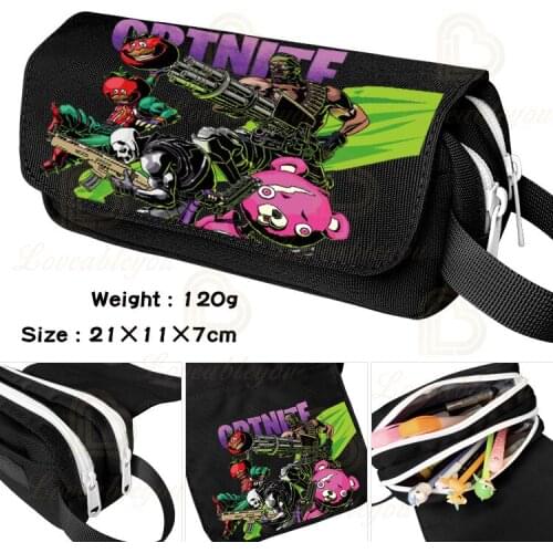 Games Fortnite Pen Pencil Case Bag Canvas School Stationary Capacity Battle Royale Makeup Pouch Cosmetics Case