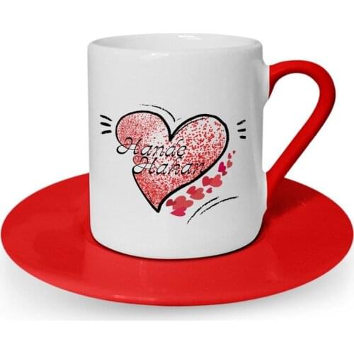 Personalized Valentine 'S Day Themed Red Turkish coffee Cup-6
