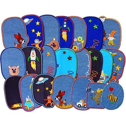 PGY Alien Space Cartoon Animal Embroidered Patches for Clothes Iron On Jeans Appliques DIY Arm Coat Pants Bags Hat Sticker Decor