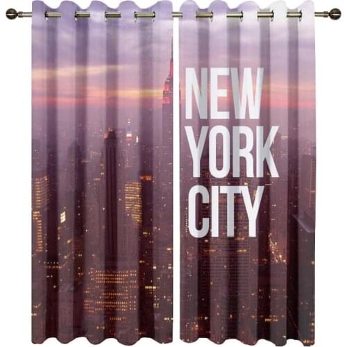 Custom Windows Curtains with Anti-rust Metal Grommets for Living Room New York City Printed Drapes for Bedroom Home Decor