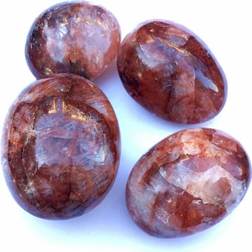 Natural sphere red fire quartz crystal Home furnishing decoration stone and crystal Reiki healing Hands plaything