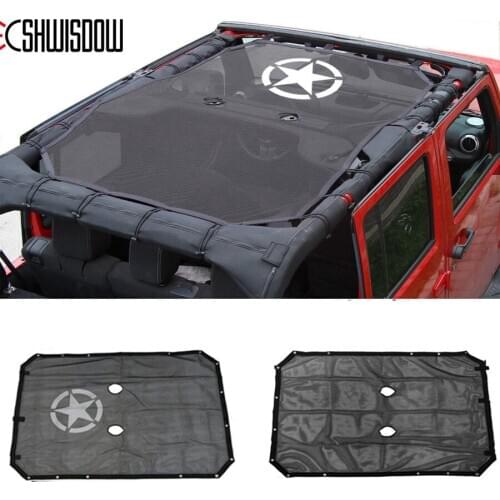 Durable Polyester Mesh Shade Top Cover Provides UV Sun Protection for Jeep Wrangler Accessories 2 Door / 4-Door JK JKU 2007-2018