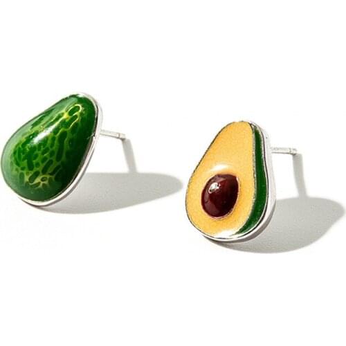 Simple Asymmetric Avocado Stud Earrings Fashion Fruit Stud Earrings Personality Cute Girl Jewelry Cool Daily Match Birthday Gift