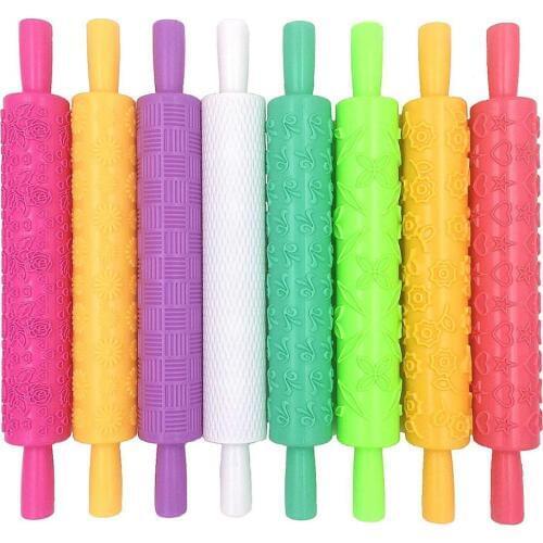 Roller Cake Decorating Embossed Rolling Pins Textured Non-Stick Fondant Pastry Icing Clay Dough Roller Kitchen Baking Tools