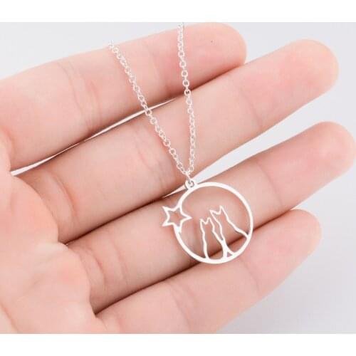 Daisies Origami Cartoon Warm Cat Star Animal Necklace for Women Girls Collier Travel Jewelry Party Birthday Mom Polar Gift