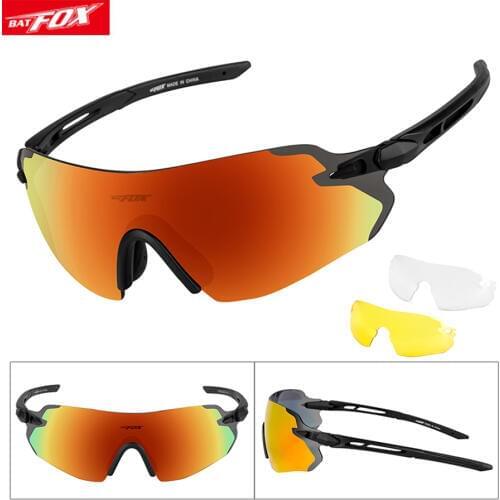 BATFOX Rimless Cycling MTB Bike Bicycle Sun Glasses 3 Lens Outdoor Sports Eyewear Men Women Sunglasses Riding Motorcycle Glasses