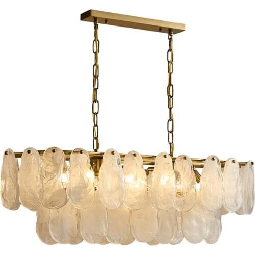 Mist Glass Modern Chandelier Lighting LED Copper Frame Luxury Ceiling Lamp Art Deco Loft Living Room Sample Room Dining Table