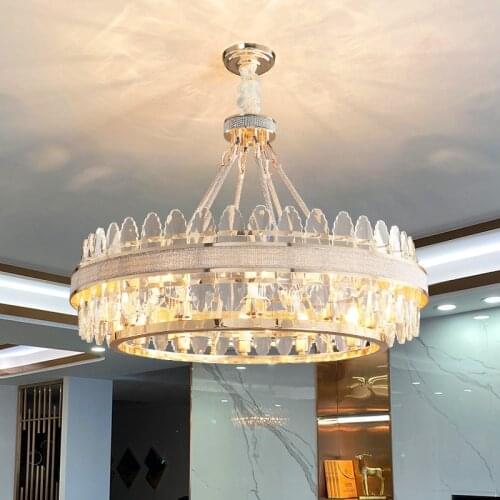 Modern Light Luxury Living Room Crystal Chandelier Creative Atmosphere Villa Dining Room Lamp Simple Round Bedroom Chandelier