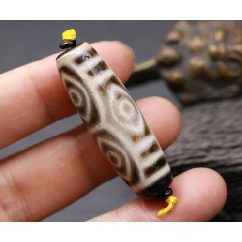 High Quality Collectible TreasureMagic Power Tibetan Old Agate 6 dragon eye dZi Bead Amulet Pendant 46mm