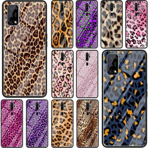 Phone Case for Realme 6 5 7 Pro C3 XT 7i Cover for Oppo A52 Find X2 Lite A9 2020 Glass Shell Couqe Sexy Leopard Print Panther