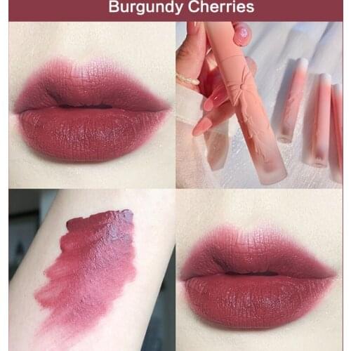 Y1UF Bowknot Relief Liquid Lipstick Waterproof Long Lasting High Pigmented Rich Color Matte Velvet Make Up Beauty Lipgloss