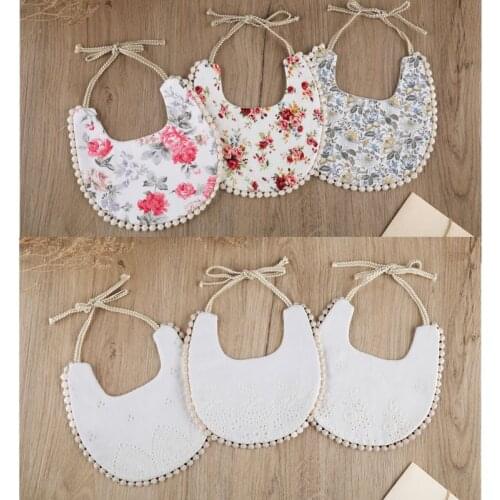 1Pc Newborn Cotton Embroidery Double Side Bibs Baby Girls Saliva Towel Toddler Feeding Burp Cloth Kids Bandana Scarf