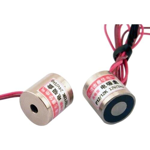 1PCS 12mm P12/12K Self-holding magnet 24V loss magnetism after power on lifting 1kg power loss 12V electromagnet