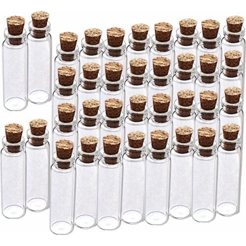 10Pcs Tiny Cork Stopper Vial Glass Bottle With Wooden Cork Mini Sample Vial 2.3Ml Wishes Bottle