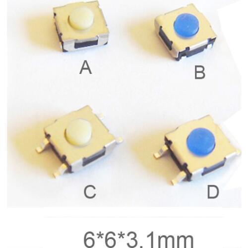 100pcs/lot 6*6*3.1 mm Silicone Switch Waterproof Dustproof Sealed & SMD Switches Button 6x6x3.1
