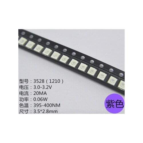 1210 3528 SMD SMT PLCC-2 Purple UV POWER TOP 2500 MCD Ultra Bright LED New 1000PCS 390-400NM