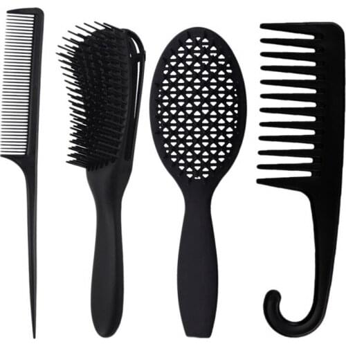 4 Pcs Detangling Hair Comb Set Detangler Hair Brush for Curly Hair Barber Accessories Hairdressing Tool