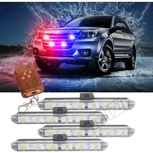Police Light Flasher LED FSO LED Strobe Wireless Remote 4 pcs 6 leds Stroboscopes Warning Lamp Car Truck Ambulance Light
