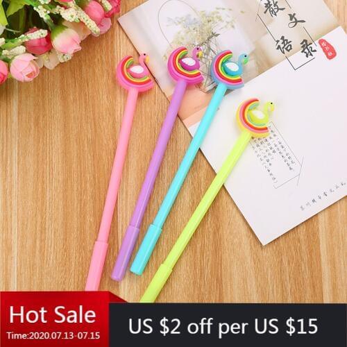 40 PCs Creative Stationery Rainbow Swan Neutral Pen Cartoon Student Office Products Neutral Pen Wholesale