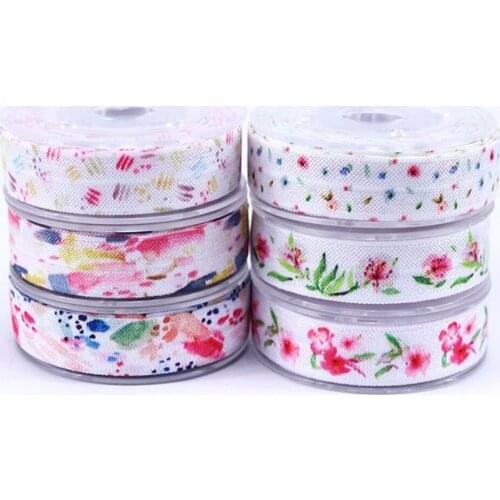 5/8" Heat transfer flower floral fold over elastic foe elastic for headband ties spring summer series welcome custom printed