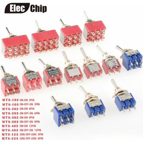 5PCS SPDT DPDT Reset Latching Toggle Switch MTS-102 MTS-103 MTS-202 MTS-203 MTS-302 MTS-303 MTS-402 MTS-403 MTS-123 MTS-223