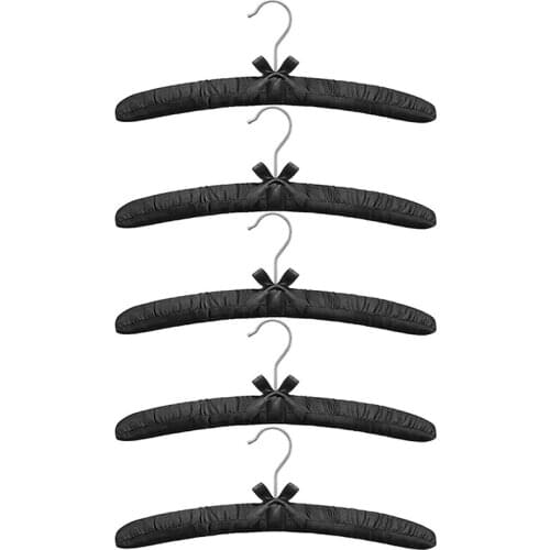 5 Pieces Of WomenS Satin Padded Hangers, Non-Slip Thick Foam Black Hangers, Suitable for Coats, Shirts, Sweaters