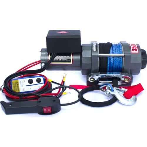 Car electric winch 12V / 24V 3500lbs electric winch nylon rope with wireless remote control car winch