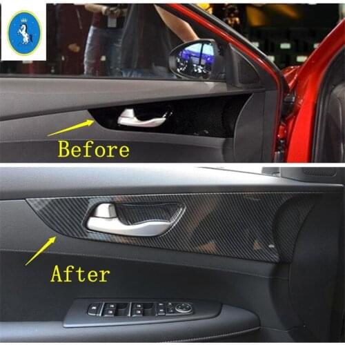 Auto Accessory Inner Door Handle Bowl Decoration Panel Cover Trim For Kia Forte / Cerato / K3 2019 2020 2021 ABS Carbon Fiber