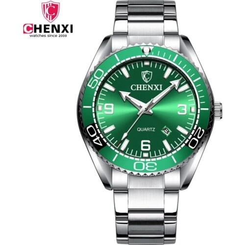 CHENXI Mens Quartz Watch Luminous Business Casual Fashion Dial Outer Ring Rotating Scale Luxury Watch WA167