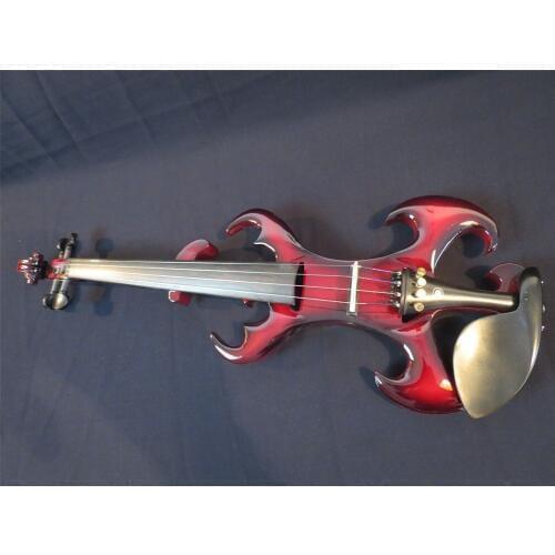 Handmade Great Design Red Color Streamline Model Top Art 4/4 Electric Violin Case Bow Rosin Included