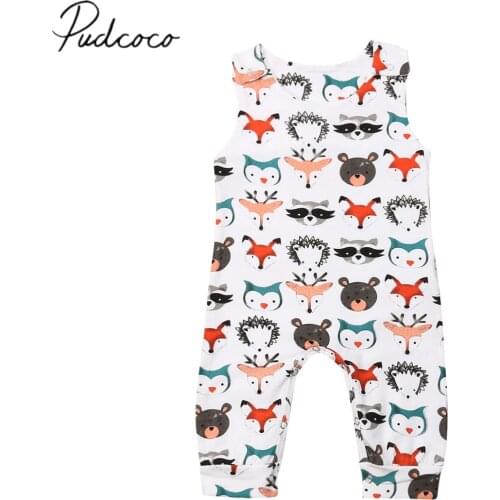 2019 Baby Summer Clothing Newborn Toddler Baby Boy Girl Lovely Romper Cartoon Animals Print Sleeveless Jumpsuits Playsuit 0-24M