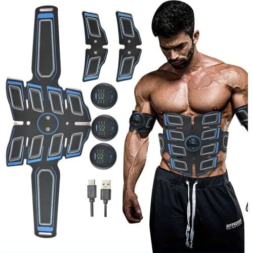 EMS Abdominal Muscle Stimulation Trainer USB Rechargeable Slimming Massager + 3 Controller ABS Abdominal Massage