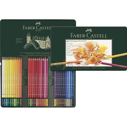 Faber-Castell 110060 Polychromos Colored Pencil Set In Metal Tin, 60 color,Oily color lead pencil