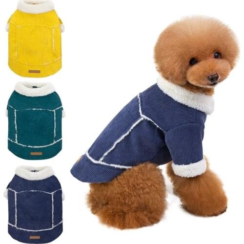FML Pet Jacket Winter Corduroy Coat Dog Clothes for Small Dogs Plush Collar Jacket Puppy Poodle French Bulldog Clothing Costume