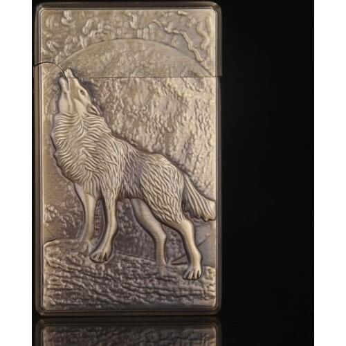 Howling Wolf Personality Double Straight Into The Metal Loud Lighter Cool and Windproof Gift for Men Smoking Accessories