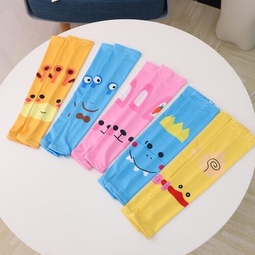 Ice Silk Arm Sleeves For Children Anti UV Summer Sleeve Cartoon Boys Girls Sunscreen Gloves Cycling Protective Cover Sleeves
