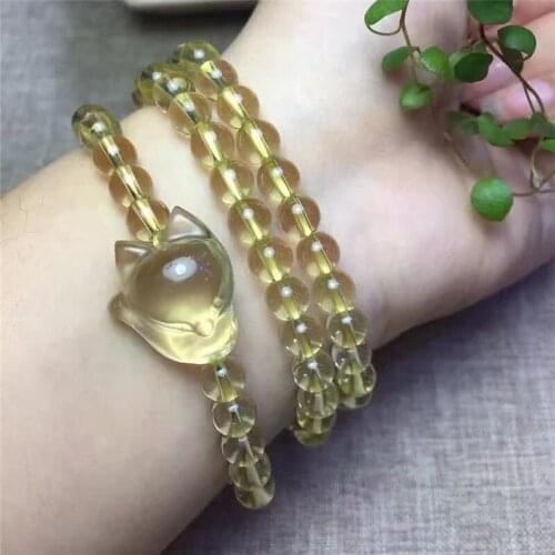 JoursNeige Pink Natural Crystal Bracelets 6mm Round Beads With Crystal Fox Bracelets for Women Girl Gift Dream Crystal Jewelry