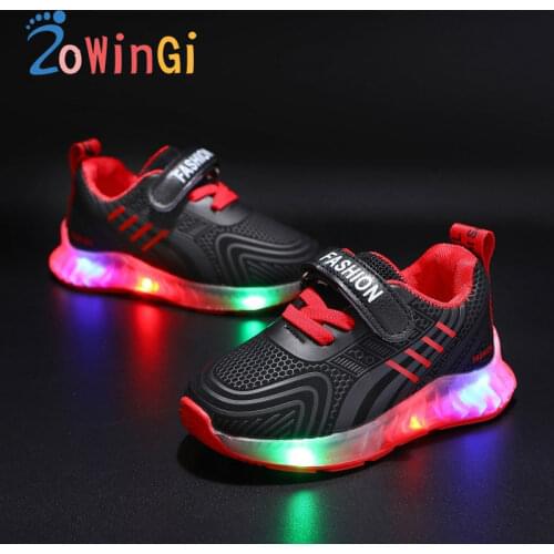Size 21-30 Children Casual Shoes Black Glowing Sneakers tenis infantil menina Kids Led Shoes Waterproof Childrens Sneakers