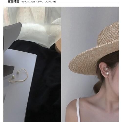 Summer Fashion Geometric Auricle Pearl Earcuff Mini Irregular Wave Line U Pin Ear Cuff Earclips Fake Piercing Earring Jewelry