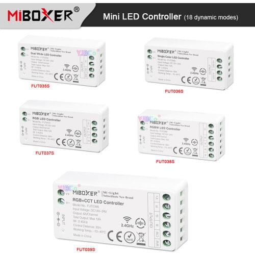 Miboxer 2.4GHz LED Strip Light Controller DC12V 24V Max 12A Single Color /Color temperature /RGB /RGBW /RGB CCT Lamp Tape Dimmer