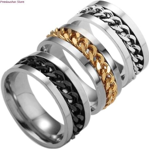 Fashion style for ADHD Autism Stainless Steel Chain Ring Fidget EDC Finger Fidget Spinner RingToy