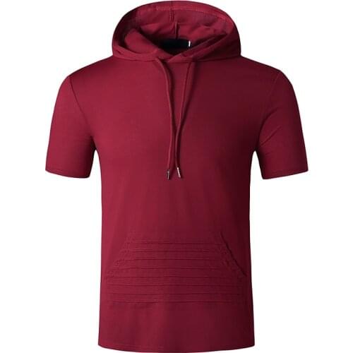 2021 Men Tshirt Summer Casual Hooded Tees Hot Sale Short Sleeve T-Shirt Homme Slim Fit Elastic Brand Clothing Male T shirt
