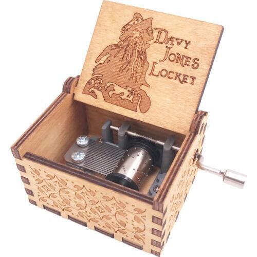 Pirates of the Caribbean Music Box Hand Crank Musical Box Carved Wood Christmas Musical Box for Man,Play Davy Jones Theme