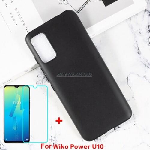 Soft Black TPU Case For Wiko Power U10 W-V745 U20 Back Cover Etui with Protective Glass For Wiko Power U20 U 20 U10 U 10 Vidrio