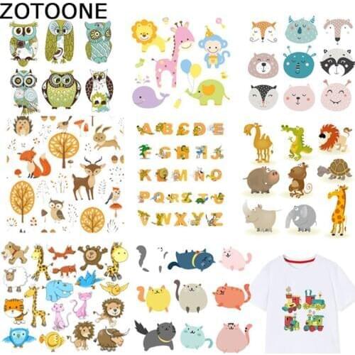 ZOTOONE Letter Patches Animal Stickers Iron on For Kids Transfers for Clothes T-shirt Heat Transfer DIY Accessory Appliques F1
