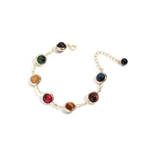Natural Tiger Eye Stone Bracelet Women Korean Sweet Colorful Transfer Beads Rainbow Bracelet Fashion Jewelry Gift
